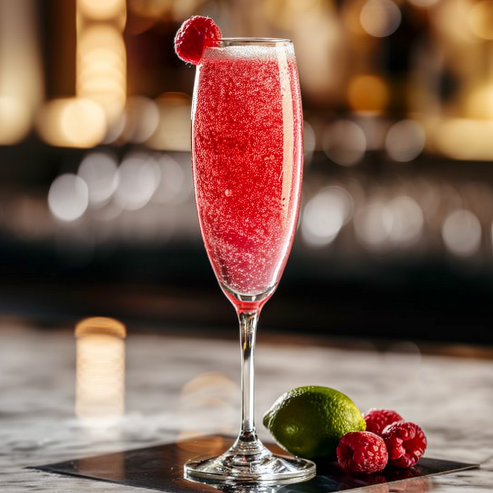 how to make a Raspberry-Lime French 75 recipe